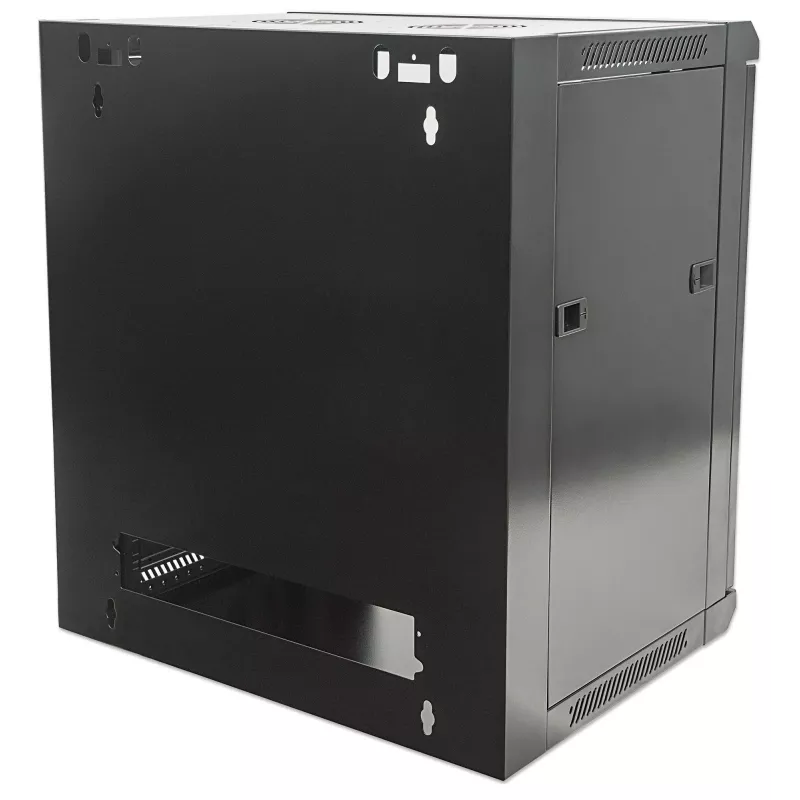 Intellinet 19 collu tīkla skapis - stiprināms pie sienas (standarta), 9U, 600 mm dziļš, melns, plakanā iepakojumā, maks. 60 kg, piemērots arī lietošanai uz galda vai grīdas, izmantojamais dziļums 410 mm, metāla un stikla durvis, aizmugures panelis, noņemami sāni, daļas sienas montāžai (piem., skrūves/dībeļi) nav iekļautas