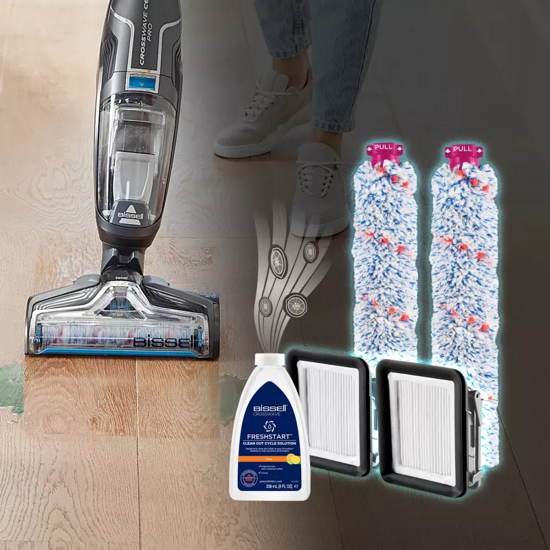 Bissell CrossWave Cordless C6 Pro vertikālais putekļsūcējs Baterija Sausā un mitrā tīrīšana Bez maisiņa 0 L 255 W Melns, pelēks