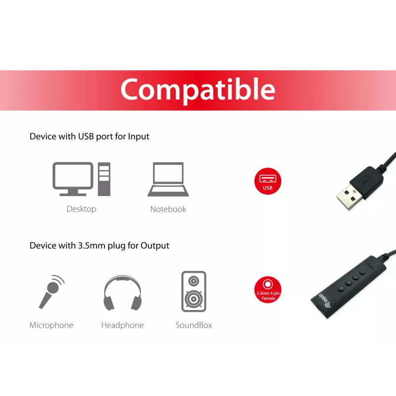 Control adapter Equip USB Audio kabeļa adapteris 245321