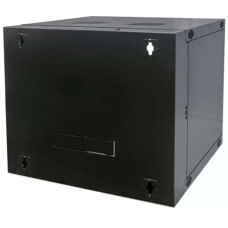 Intellinet 19 collu tīkla skapis - sienas stiprinājums (divu sekciju verams izvelkamais), 12U, 450 mm dziļš, melns, plakanā iepakojumā, maks. 30 kg, izvelkams piekļuvei skapja aizmugurei, kad uzstādīts pie sienas, izmantojamais dziļums 235 mm, statīvs, daļas sienas uzstādīšanai nav iekļautas