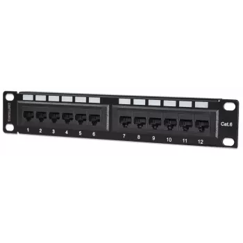 Intellinet ielāpu panelis, Cat6, 10 collu, UTP, 1U, 12 porti, melns