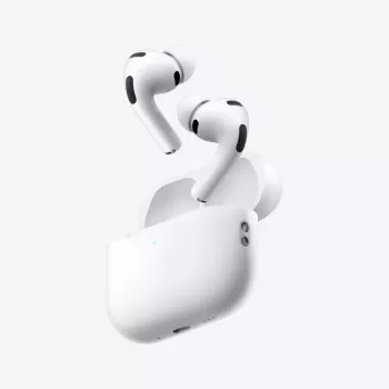 Austiņas Apple AirPods Pro (3. paaudze) — patiesi bezvadu ievietojamās, H2 mikroshēma, IP57, USB‑C uzlādes maciņš, aktīvā trokšņu slāpēšana, caurlaidība