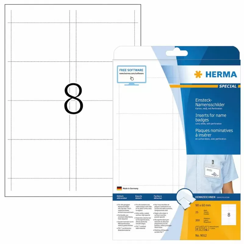 Nelīmējoša printera etiķete HERMA 9012