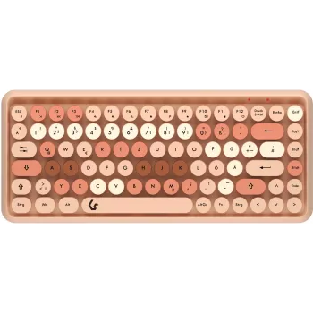 KeySonic KSKM-5200M-RF (DE) tastatūra ar peli Birojs RF Bezvadu QWERTZ vācu Bēša, brūna, rozā