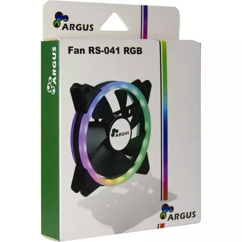 Ventilators Inter-Tech RS-041 RGB 12 cm melns