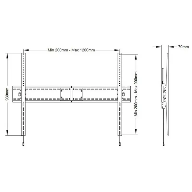 Sienas stiprinājums Multibrackets M Universal Tilt SD MAX 63–110 collu ekrāniem, VESA 200x300–1200x900, maksimālā slodze 125 kg