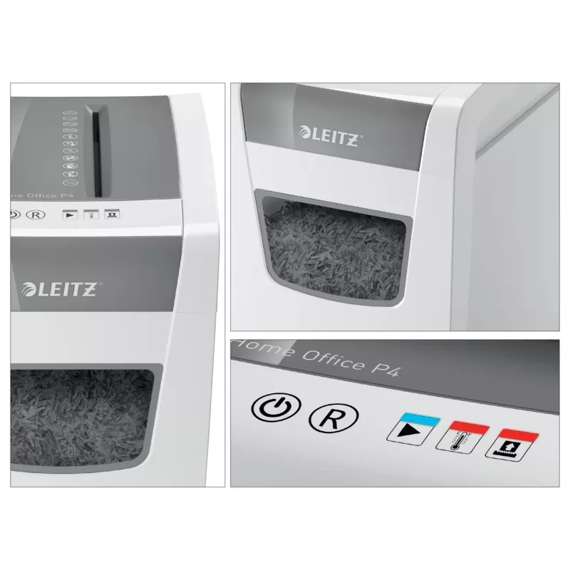 Leitz IQ plāns mājas biroja papīra smalcinātājs P4, šķērssmalcināšana, 22 cm, 4 x 28 mm, 23 L, 225 loksnes, 58 dB