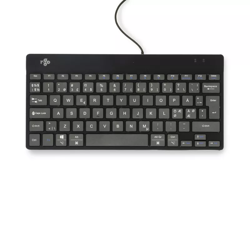 R-Go Tools Ergonomiskā tastatūra R-Go Compact Break, kompakta tastatūra ar pārtraukumu programmatūru, QWERTY (Ziemeļvalstu), vadu, melna