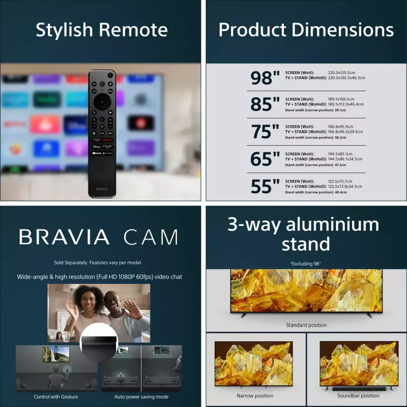 Sony XR85X90LPAEP TV 2.16 m (85 collas) 4K Ultra HD Smart TV Wi-Fi Melns