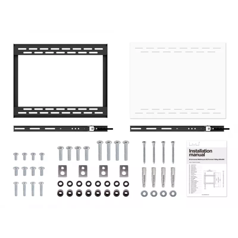 Wallmount MULTIBRACKETS M Universal HD Portrait sienas kronšteins 60 collu–100 collu ekrāniem, VESA 200x200–400x600, slodze 100 kg, melns
