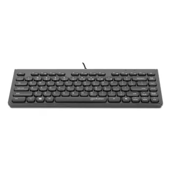Manhattan plāns vadu USB mini tastatūra, 12 multivides/funkciju taustiņi, iebūvēts 1,5 m USB-A kabelis, kompakts, zema profila formāts, personālajam datoram un klēpjdatoram, melna