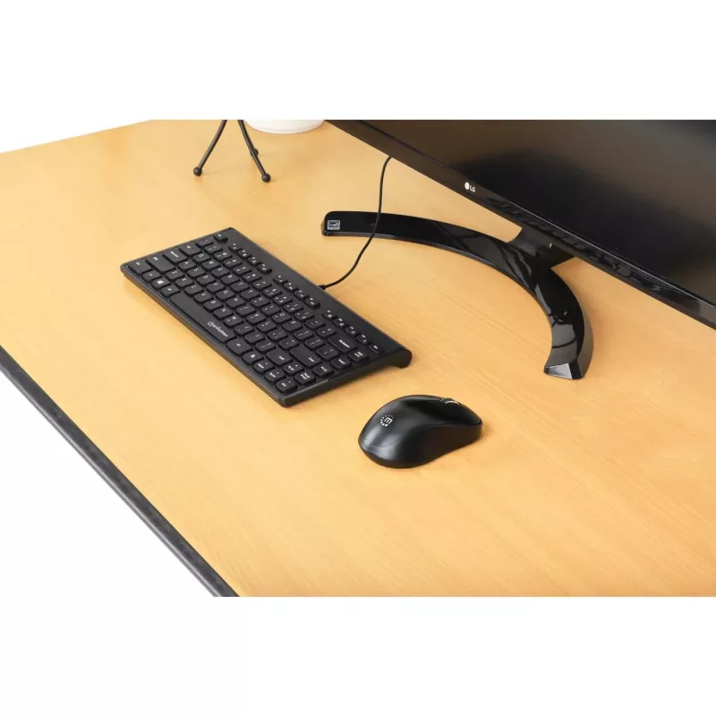 Manhattan plāns vadu USB mini tastatūra, 12 multivides/funkciju taustiņi, iebūvēts 1,5 m USB-A kabelis, kompakts, zema profila formāts, personālajam datoram un klēpjdatoram, melna