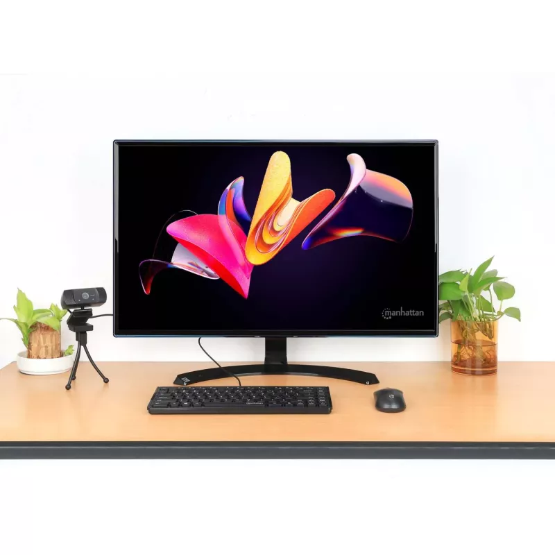 Manhattan plāns vadu USB mini tastatūra, 12 multivides/funkciju taustiņi, iebūvēts 1,5 m USB-A kabelis, kompakts, zema profila formāts, personālajam datoram un klēpjdatoram, melna