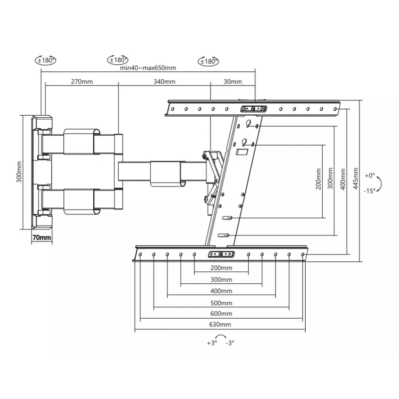 Stiprinājuma svira Multibrackets M VESA Flexarm Thin Melns