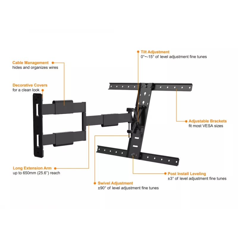 Stiprinājuma svira Multibrackets M VESA Flexarm Thin Melns