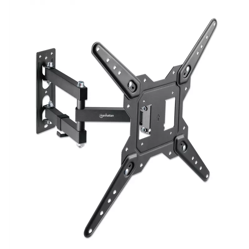 Manhattan sienas stiprinājums televizoriem un monitoriem (pilna kustība), ekrāniem no 32 collām līdz 55 collām, VESA saderība: viss starp 100x100 mm līdz 400x400 mm – pārbaudiet četru montāžas caurumu izmērus ekrāna aizmugurē, lai nodrošinātu atbilstību, maks. 30 kg, melns, kronšteins