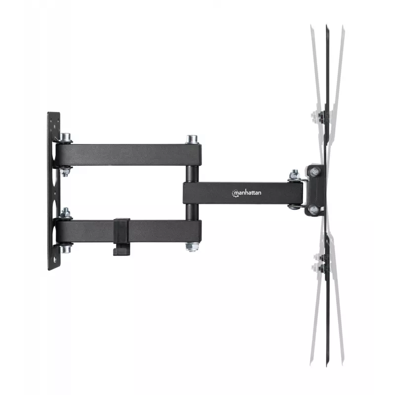 Manhattan sienas stiprinājums televizoriem un monitoriem (pilna kustība), ekrāniem no 32 collām līdz 55 collām, VESA saderība: viss starp 100x100 mm līdz 400x400 mm – pārbaudiet četru montāžas caurumu izmērus ekrāna aizmugurē, lai nodrošinātu atbilstību, maks. 30 kg, melns, kronšteins