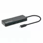 Manhattan USB-C dokstacija/cents, pieslēgvietas (x7): USB-A (x7), 5 Gbps (USB 3.2 Gen1 jeb USB 3.0), nav nepieciešams ārējs barošanas avots, universāls visām ierīcēm, kabelis 15 cm, SuperSpeed USB, melns, trīs gadu garantija