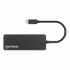 Manhattan USB-C dokstacija/cents, pieslēgvietas (x7): USB-A (x7), 5 Gbps (USB 3.2 Gen1 jeb USB 3.0), nav nepieciešams ārējs barošanas avots, universāls visām ierīcēm, kabelis 15 cm, SuperSpeed USB, melns, trīs gadu garantija