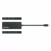 Manhattan USB-C dokstacija/cents, pieslēgvietas (x7): USB-A (x7), 5 Gbps (USB 3.2 Gen1 jeb USB 3.0), nav nepieciešams ārējs barošanas avots, universāls visām ierīcēm, kabelis 15 cm, SuperSpeed USB, melns, trīs gadu garantija