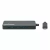 Manhattan USB-C dokstacija/cents, pieslēgvietas (x7): USB-A (x7), 5 Gbps (USB 3.2 Gen1 jeb USB 3.0), nav nepieciešams ārējs barošanas avots, universāls visām ierīcēm, kabelis 15 cm, SuperSpeed USB, melns, trīs gadu garantija