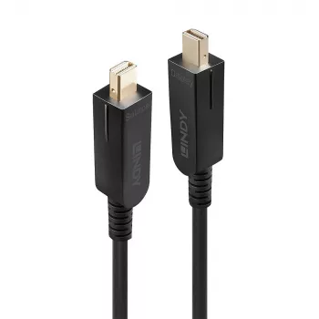 Lindy 100 m optiskās šķiedras hibrīda Mini DisplayPort 1.4 kabelis ar noņemamiem DP savienotājiem