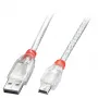 Lindy 5m USB 2.0 kabelis - A tips uz Mini-B, caurspīdīgs, 5 m, USB A, Mini-USB B, USB 2.0, 0,48 Gbit/s, caurspīdīgs