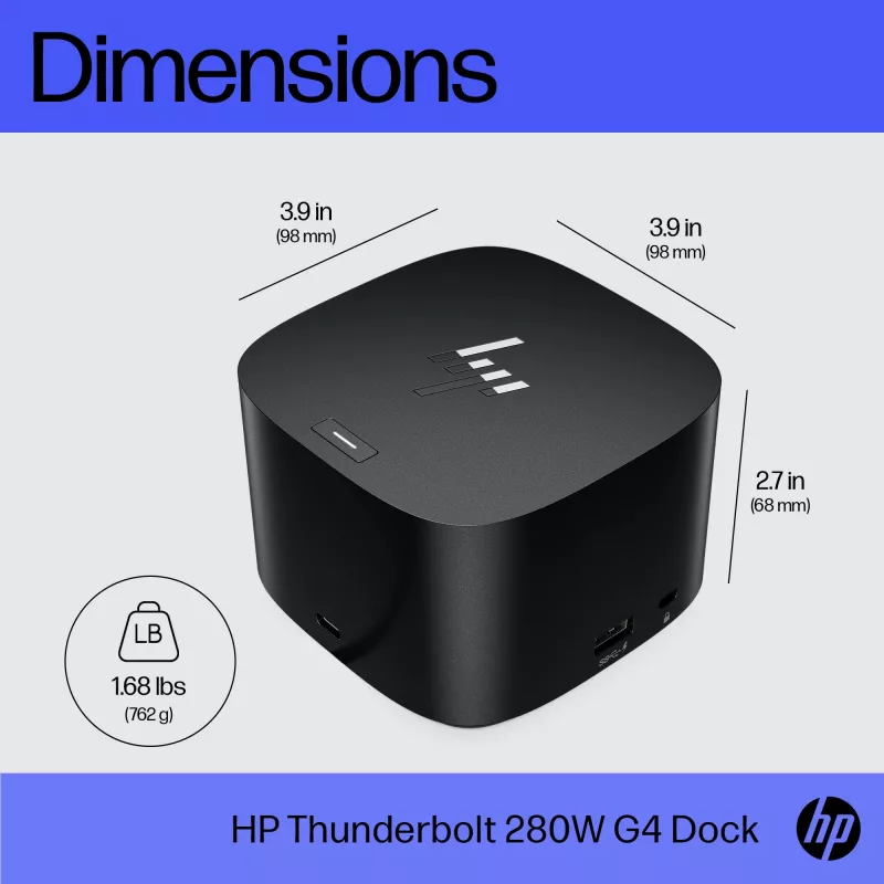 HP Thunderbolt Dock 280W G4 vadu dokstacija Thunderbolt 4 melna