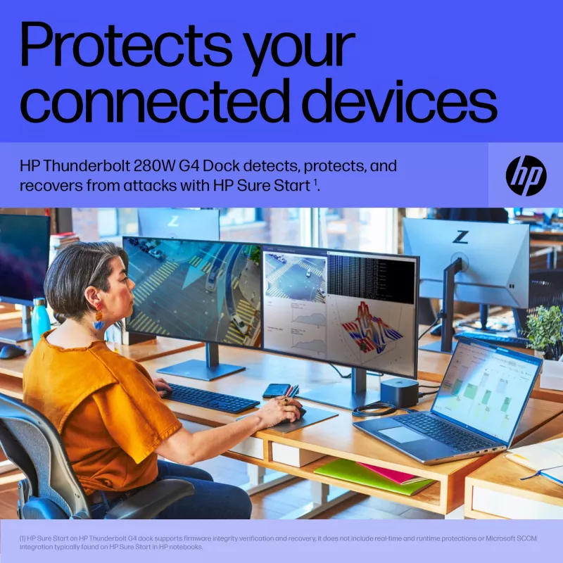 HP Thunderbolt Dock 280W G4 vadu dokstacija Thunderbolt 4 melna