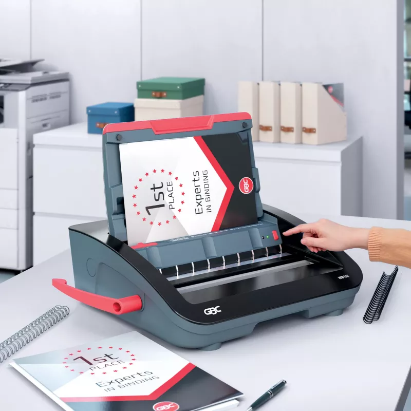 GBC WireBind® WB15E elektriskā iesiešanas iekārta, stiepļu iesiešanas iekārta, elektriska, 125 lapas, melna, sarkana