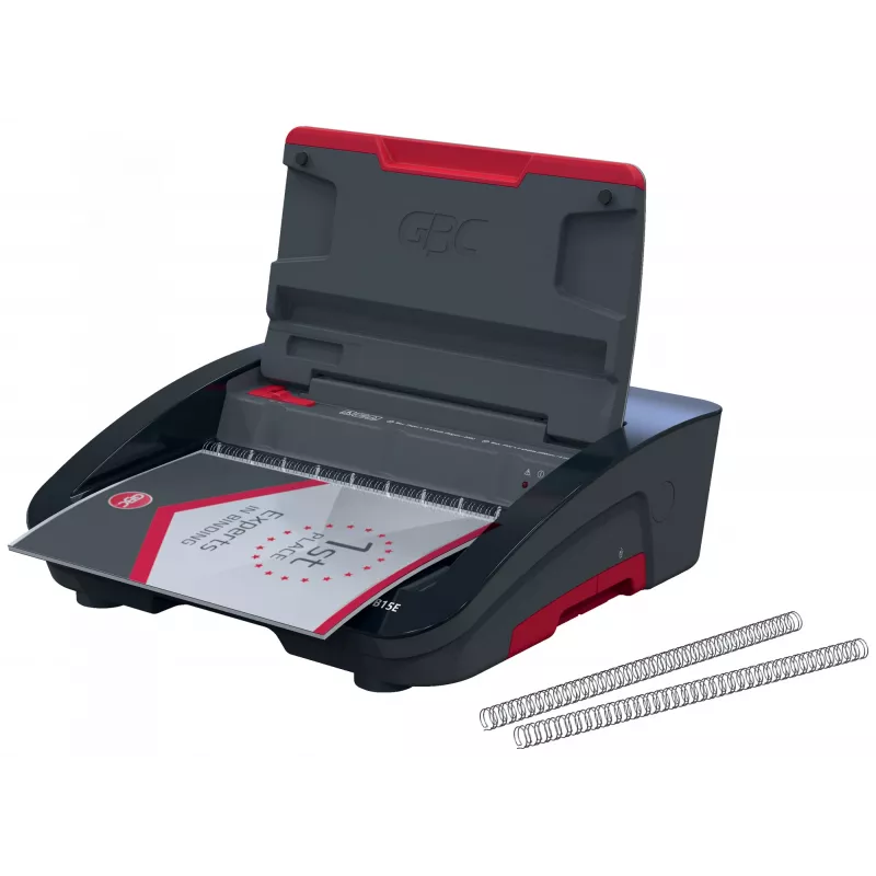 GBC WireBind® WB15E elektriskā iesiešanas iekārta, stiepļu iesiešanas iekārta, elektriska, 125 lapas, melna, sarkana