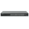 Intellinet 24-Port Gigabit Ethernet PoE+ Web-Managed Switch ar 4 Gigabit Combo Base-T/SFP portiem, IEEE 802.3at/af Power over Ethernet (PoE+/PoE) atbalsts, 370 W, Endspan, 19 inch statņu stiprinājums
