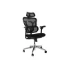 Ergonomisks biroja krēsls EQUIP 651053 ar galvas balstu un roku balstiem, sieta atzveltni, polsterētu sēdekli, regulējamu augstumu 117–135 cm, platumu 660 mm, melns