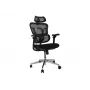 Ergonomisks biroja krēsls EQUIP 651053 ar galvas balstu un roku balstiem, sieta atzveltni, polsterētu sēdekli, regulējamu augstumu 117–135 cm, platumu 660 mm, melns
