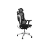 Ergonomisks biroja krēsls EQUIP 651053 ar galvas balstu un roku balstiem, sieta atzveltni, polsterētu sēdekli, regulējamu augstumu 117–135 cm, platumu 660 mm, melns