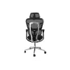 Ergonomisks biroja krēsls EQUIP 651053 ar galvas balstu un roku balstiem, sieta atzveltni, polsterētu sēdekli, regulējamu augstumu 117–135 cm, platumu 660 mm, melns