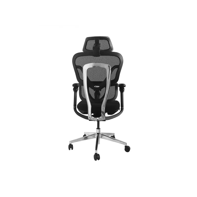 Ergonomisks biroja krēsls EQUIP 651053 ar galvas balstu un roku balstiem, sieta atzveltni, polsterētu sēdekli, regulējamu augstumu 117–135 cm, platumu 660 mm, melns