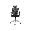 Ergonomisks biroja krēsls EQUIP 651053 ar galvas balstu un roku balstiem, sieta atzveltni, polsterētu sēdekli, regulējamu augstumu 117–135 cm, platumu 660 mm, melns