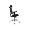 Ergonomisks biroja krēsls EQUIP 651053 ar galvas balstu un roku balstiem, sieta atzveltni, polsterētu sēdekli, regulējamu augstumu 117–135 cm, platumu 660 mm, melns
