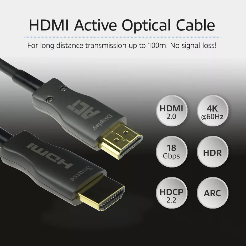 ACT 50 metri HDMI Premium 4K Active Optical kabelis v2.0 HDMI-A vīriešu - HDMI-A vīriešu