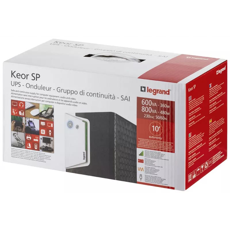 Legrand Keor ASI SP 800 GR nepārtrauktās barošanas avots (UPS) Line-Interactive 0,8 kVA 480 W 2 maiņstrāvas kontaktligzdas(-u)