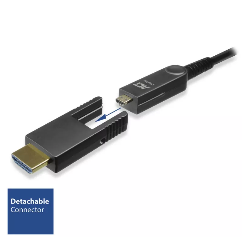 ACT 50 metru HDMI High Speed 4K aktīvais optiskais kabelis ar noņemamu savienotāju v2.0 HDMI-A vīriešu – HDMI-A vīriešu