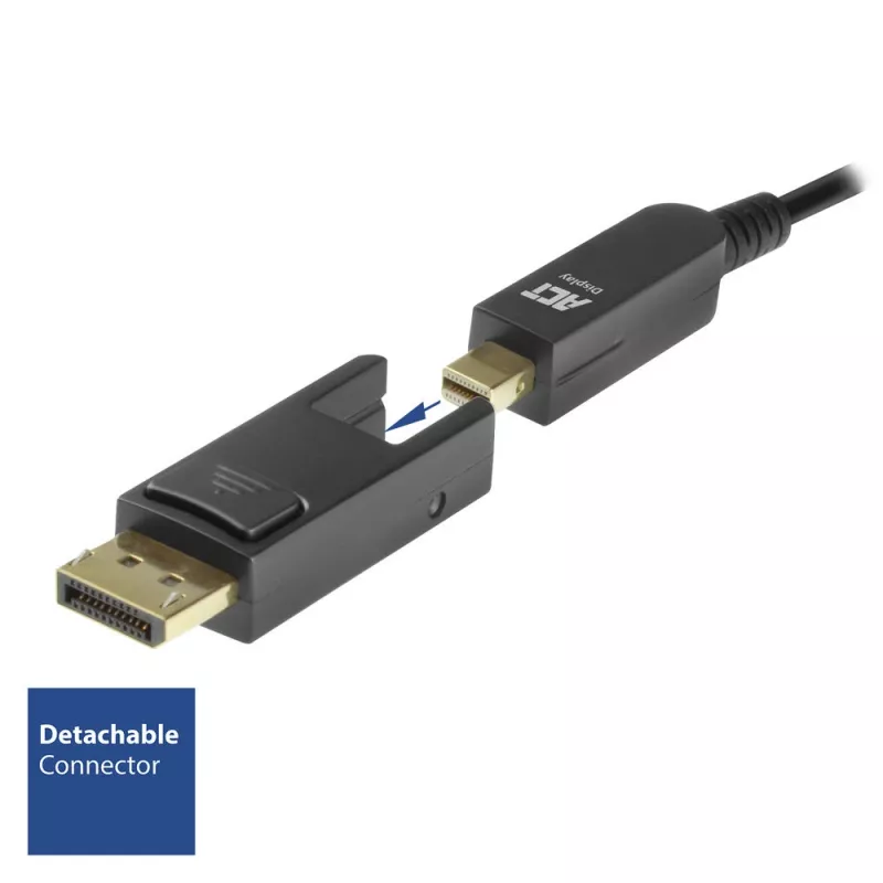 ACT DisplayPort 1.4 Active Optical kabelis 8K 30 metri ar noņemamu savienotāju