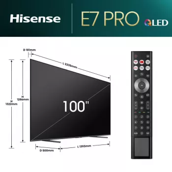 Hisense 100E77NQ PRO 2.54 m (100 collu) 4K Ultra HD viedtelevizors Wi-Fi melns 500 cd/m²