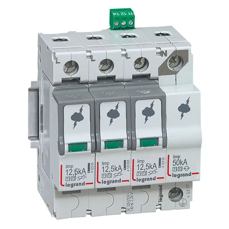Legrand 412277 SPD pārsprieguma aizsargs T1+T2 3P+N 12,5kA