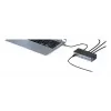eSTUFF GLB232006 klēpjdatora dokstacija/portu replikators, vadu, USB 3.2 Gen 1 (3.1 Gen 1) Type-C, alumīnijs, melns