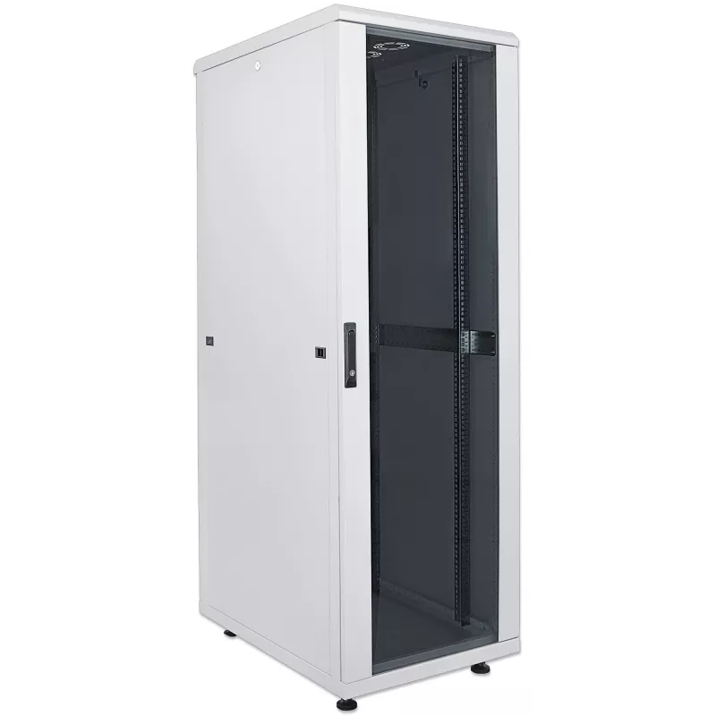 Intellinet 19 collu tīkla skapis - Brīvi stāvošs, 32U, 800x800mm (platums x dziļums), Pelēks, Plakani iepakots, Maks. 1500kg, Daudzpunktu durvju slēdzene, Viena slēdzene katram sānu panelim, Izmantojamais dziļums no 123 līdz 573mm, IP20 novērtējums, Plaukts, Tērauds