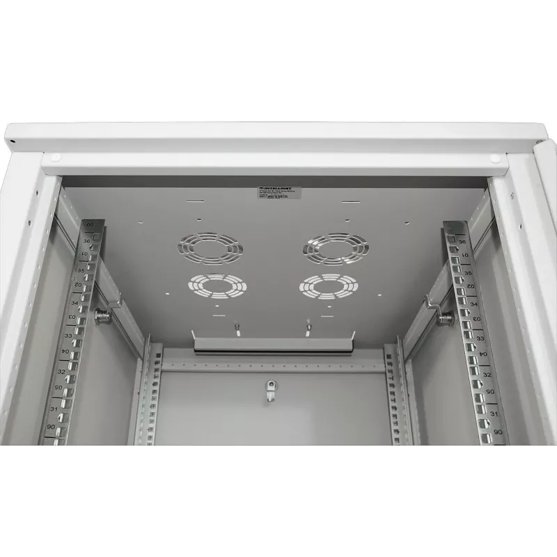 Intellinet 19 collu tīkla skapis - Brīvi stāvošs, 32U, 800x800mm (platums x dziļums), Pelēks, Plakani iepakots, Maks. 1500kg, Daudzpunktu durvju slēdzene, Viena slēdzene katram sānu panelim, Izmantojamais dziļums no 123 līdz 573mm, IP20 novērtējums, Plaukts, Tērauds