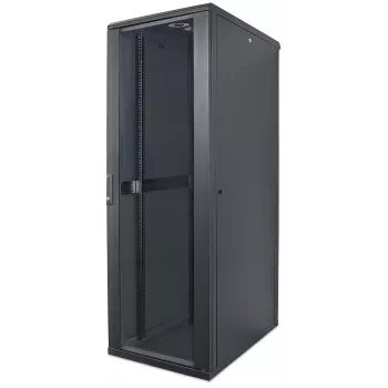 Intellinet 19 collu tīkla skapis – brīvstāvošs, 32U, 600x600 mm (platums x dziļums), melns, plakanā iepakojumā, maks. 1500 kg, daudzpunktu durvju slēdzene, viena slēdzene katram sānu panelim, izmantojamais dziļums 123 līdz 373 mm, IP20 vērtējums, plaukts, tērauds