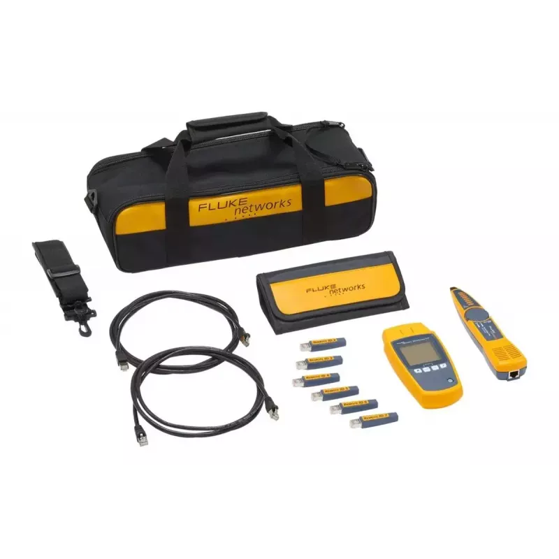 PoE testeris Fluke MicroScanner PoE melns zils dzeltens RJ-45 RJ-11